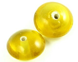 Indian Glass, Plain, Medium Rondelle, Amber, 7x12mm (40gms - 32pcs)