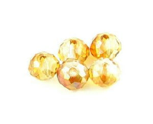 Chinese Crystal, Rondelle, Two Tone Dark Amber/Light Lemon, 4x6mm (20 pcs)