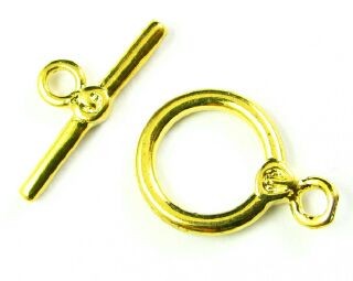 Toggle Clasp, Gold, Ring:17x12mm/Bar: 18mm (5 sets)