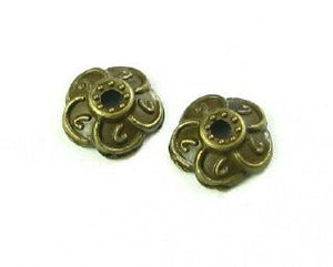 Bead Cap, Ornate, Antique Gold, 3x9mm (20 pcs)