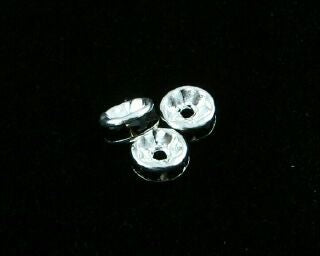 Rhinestone Rondelle, Silver/Black (4 or 5mm)