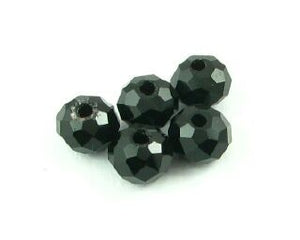 Chinese Crystal, Rondelle, Jet Black, 4x6mm (20 pcs)