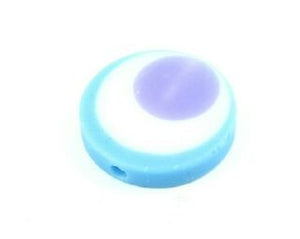 Resin, Coin Multi, Aqua/White/Purple, 18mm (20pc)
