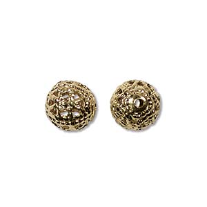 Metal Bead, Filigree, Gold, 6mm (20 pcs)