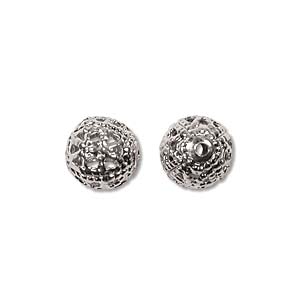 Metal Bead, Filigree, Silver, 8mm (20 pcs)