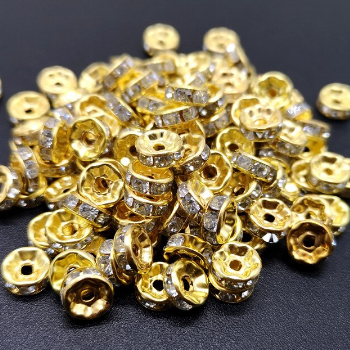 Rhinestone Rondelles, Gold/Crystal (4, 5 & 7mm)