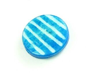 Bone Bead, Coin 06, Aqua with White, 20mm (10pcs)