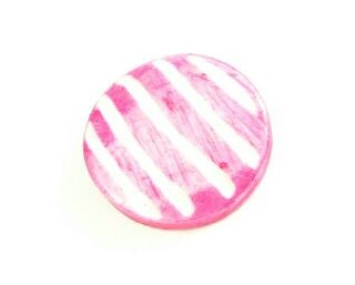 Bone Bead, Coin 02, Pink with White, 20mm (10pcs)