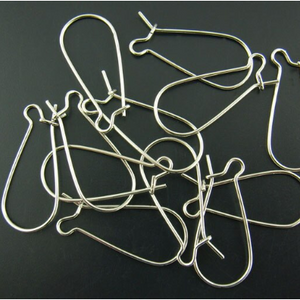 Kidney Ear Wire, Nickel, 25mm (10 pairs)