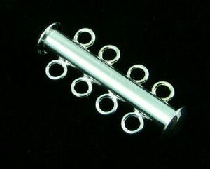 4-Strand Tube Clasp, Silver, 25x10mm (1 Clasp)