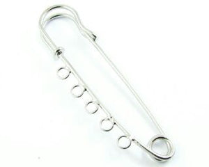 Kilt Pin, 5 loops, Nickel, 65x17mm (3pcs)