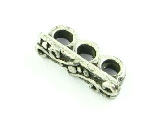 Spacer Bar, 3 hole, Antique Nickel, 15x4mm (20pcs)