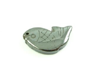 Hematite Stone Pendant, Fish, 30x17mm (1pc)