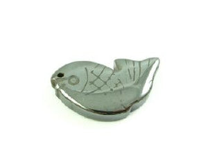 Hematite Stone Pendant, Fish, 30x17mm (1pc)