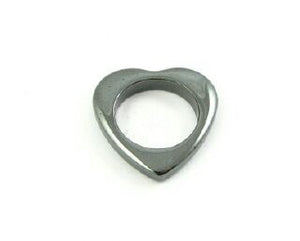 Hematite Stone Pendant, Open Heart Small, 23mm (1pc)
