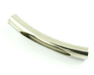 Metal Bead, Tube, Bent, Sliced, Nickel, 32x5mm (10 pcs)