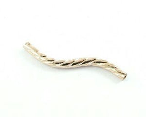 Metal Bead, Tube, Twisted, Rose Gold, 25x2mm (10 pcs)