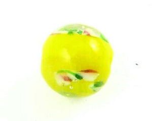 Indian Lampwork, Round Rose Bud, Yellow, 11mm (20 pcs)