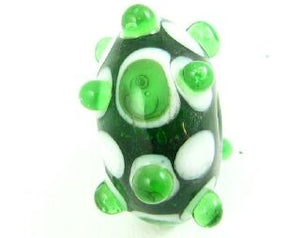 Indian Lampwork, Abacus Bumpy, Emerald, 11x18mm (10 pcs)