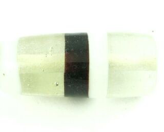 Indian Lampwork, Tube Stripe, Black/White, 27x11mm (10 pcs)