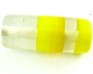 Indian Lampwork, Tube Stripe, Clear/Yellow, 27x11mm (10 pcs)
