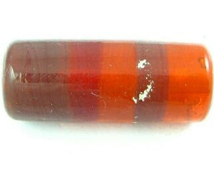 Indian Lampwork, Tube Stripe, Red/Orange, 27x11mm (10 pcs)