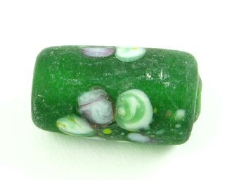 Indian Lampwork, Matte Tube Flowers, Emerald, 20x12mm (10 pcs)