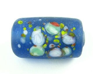 Indian Lampwork, Matte Tube Flowers, Sapphire, 20x12mm (10 pcs)