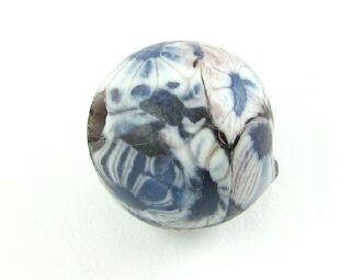 Indonesian Millifiori, Round, Navy/White, 15mm (2pc)