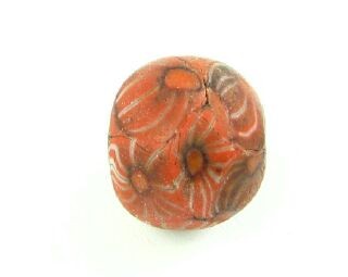 Indonesian Millifiori, Round, Red/Black, 15mm (2pc)