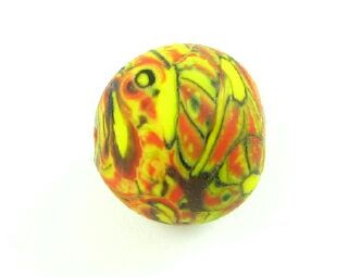 Indonesian Millifiori, Round, Yellow/Orange, 15mm (2pc)