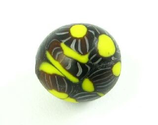 Indonesian Millifiori, Round, Yellow/Black, 15mm (2pc)