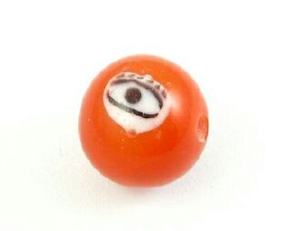 Indonesian Lampwork, Round Eye, Orange, 10mm (10 pcs)