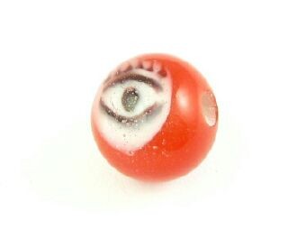Indonesian Lampwork, Round Eye, Red, 10mm (10pcs)