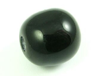 Indonesian Lampwork, Plain, Barrel, Black, 16x18mm (10pcs)