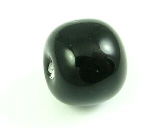 Indonesian Lampwork, Plain, Barrel, Black, 13x16mm (10pcs)