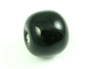 Indonesian Lampwork, Plain, Barrel, Black, 13x16mm (10pcs)