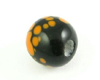 Indonesian Lampwork, Round Spotted, Black/Orange, 10mm (10 pcs)