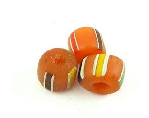 Indonesian Chevron, Barrel, Orange/Green, 7x6mm (20 pcs)