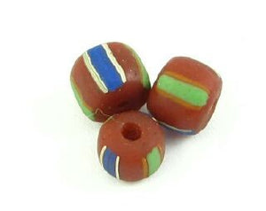 Indonesian Chevron, Barrel, Red/Green, 7x6mm (20 pcs)