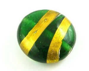 Indian Foil, Coin Gold Stripe, Emerald, 21mm (10 pcs)