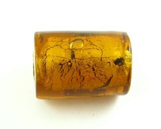 Indian Glass, Silver Foil, Tube, Golden, 25x17mm (10pcs)