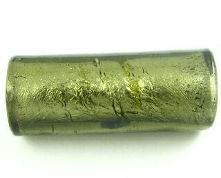 Indian Glass, Silver Foil, Tube, Grey, 38x16mm (10pcs)