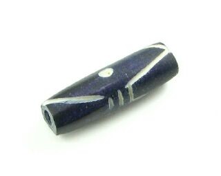 Bone, Tube, Long 02, Deep Purple with White, 22x6mm (20pcs)