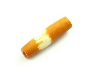 Bone, Tube, Long 10, Amber with White, 23x6mm (20pcs)