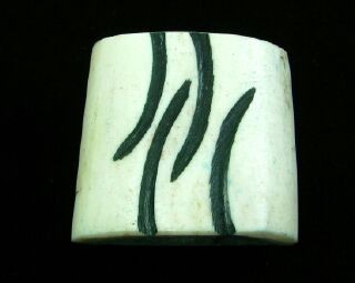 Bone Bead, Misc 08, White with Black Stripes, 30x28mm (2pc)