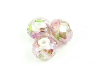 Chinese Crystal Covered Lampwork, Rondelle, Pink Rose, Light Pink, 5x8mm (5 pcs)