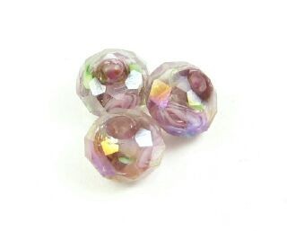 Chinese Crystal Covered Lampwork, Rondelle, Pink Rose, Amethyst, 6x8mm (5 pcs)
