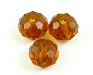 Chinese Crystal, Rondelle, Dark Amber, 6x8mm (20 pcs)