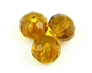 Chinese Crystal, Rondelle, Amber, 6x8mm (20 pcs)